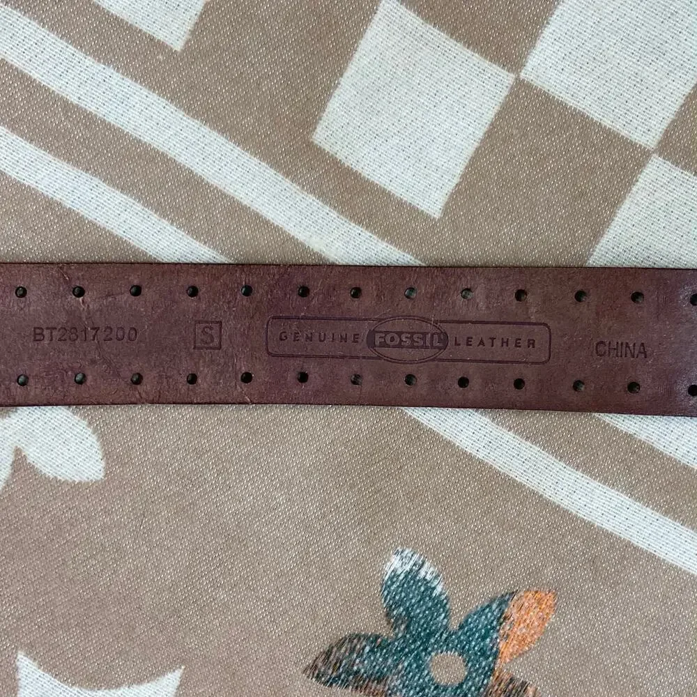 FOSSIL Women's Leather Belt Walnut Sz S Equestrian Cowgirl Western Southern Wear